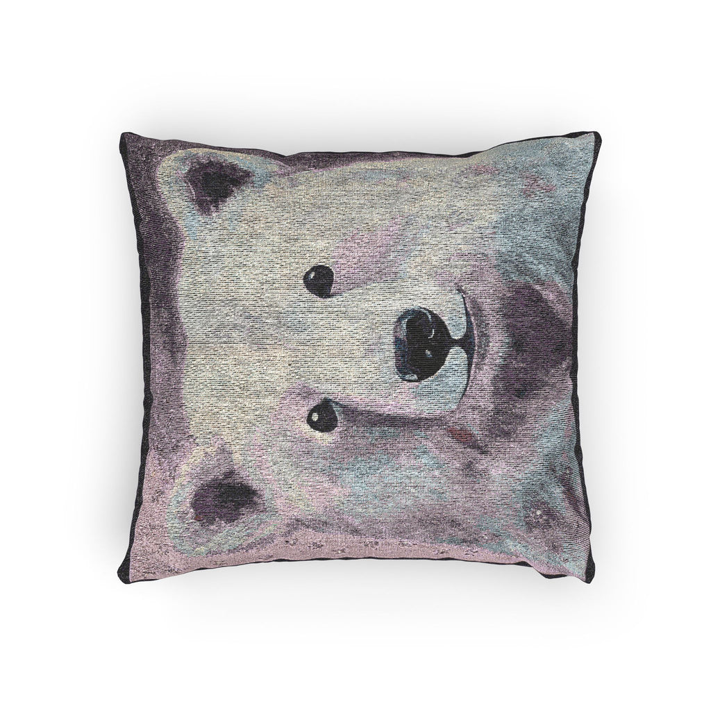 Woven Polar Bear Pillow — Rustic Woodland Decorative Throw Pillow