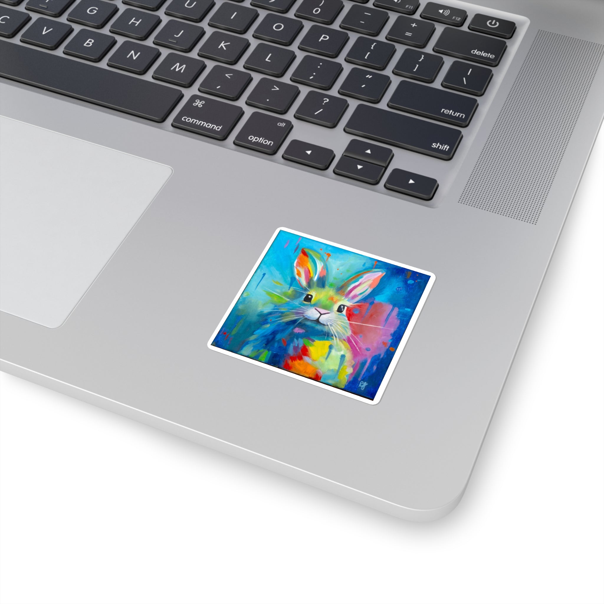 Bunny Drips Square Sticker — Cute Abstract Rabbit Art Sticker for Laptops, Water Bottles & Gifts