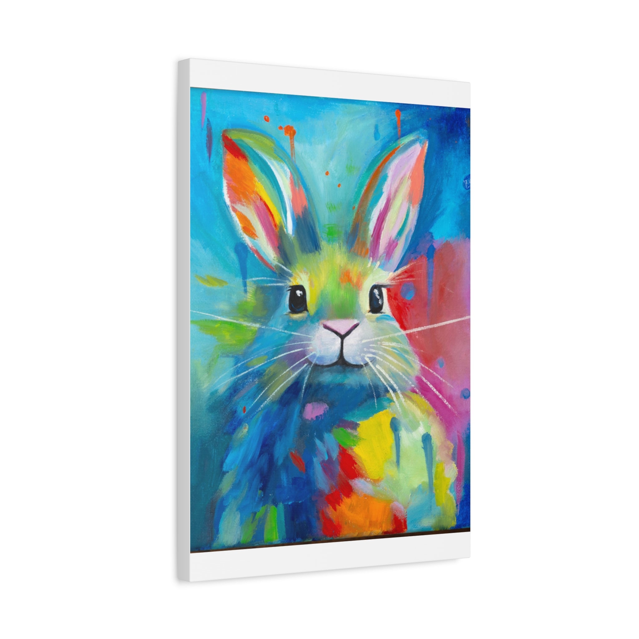 Bunny Canvas Wall Art — Colorful Rabbit Portrait for Home Decor