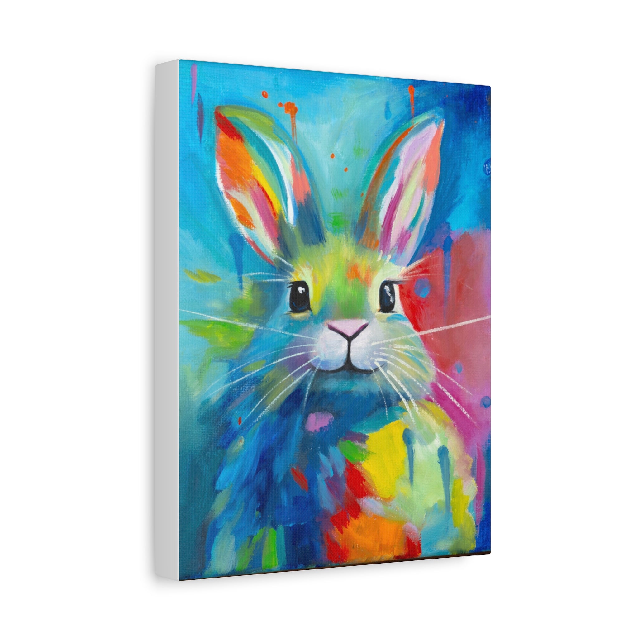 Bunny Canvas Wall Art — Colorful Rabbit Portrait for Home Decor