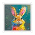 Colorful Bunny Square Sticker — Cute Abstract Rabbit Art Sticker for Laptops, Water Bottles & Gifts