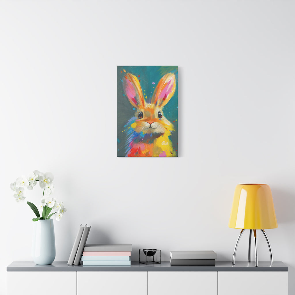 Bunny Canvas Wall Art — Colorful Rabbit Portrait for Home Decor