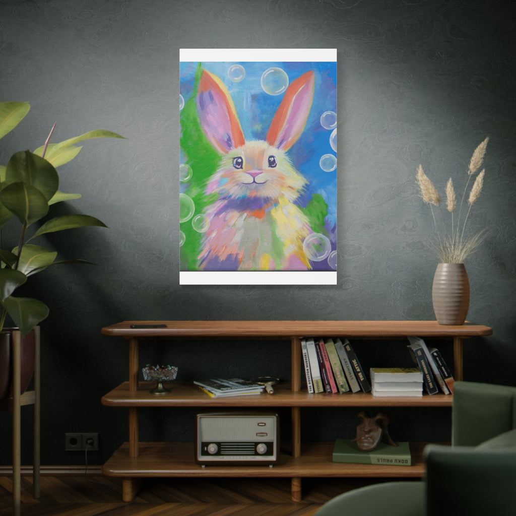 Bunny Canvas Wall Art — Colorful Rabbit Portrait for Home Decor