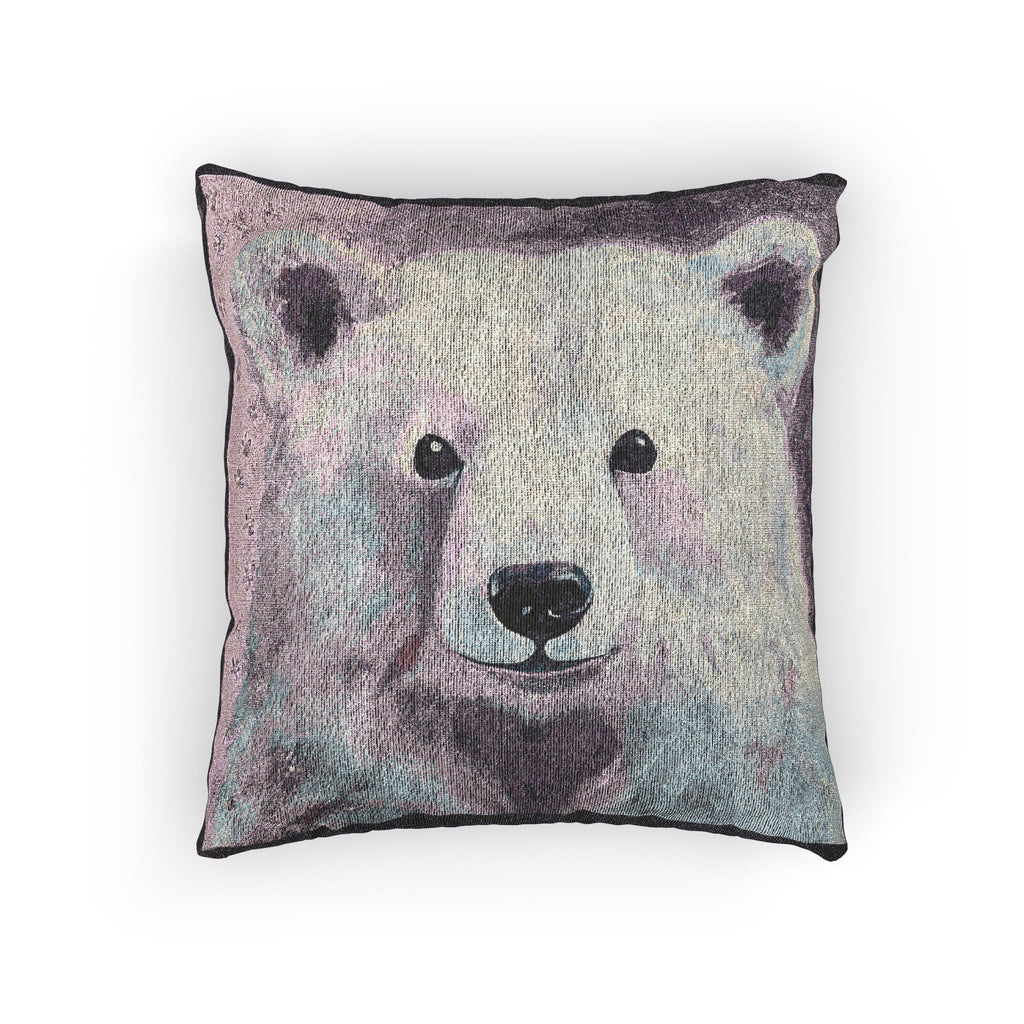 Woven Polar Bear Pillow — Rustic Woodland Decorative Throw Pillow