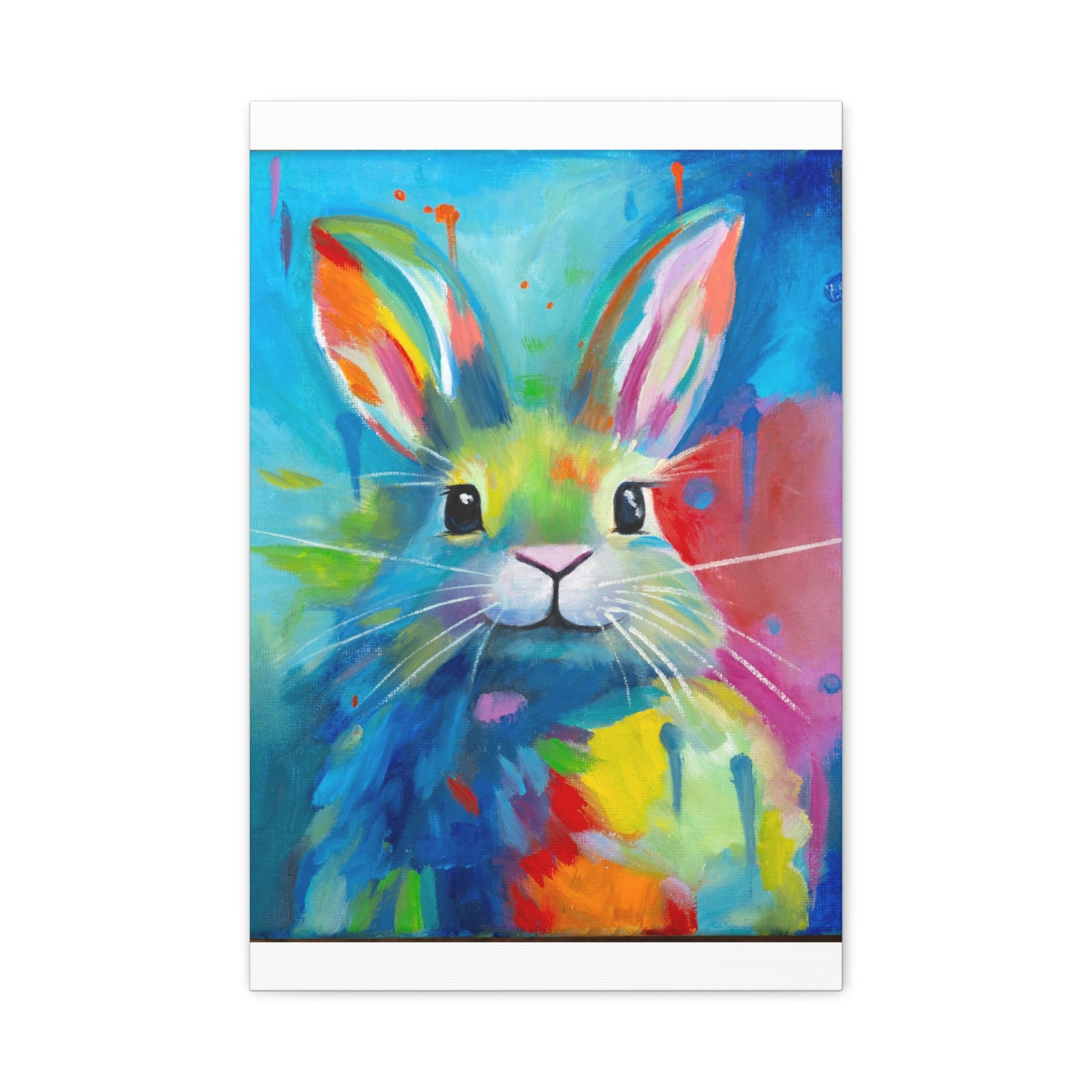 Bunny Canvas Wall Art — Colorful Rabbit Portrait for Home Decor