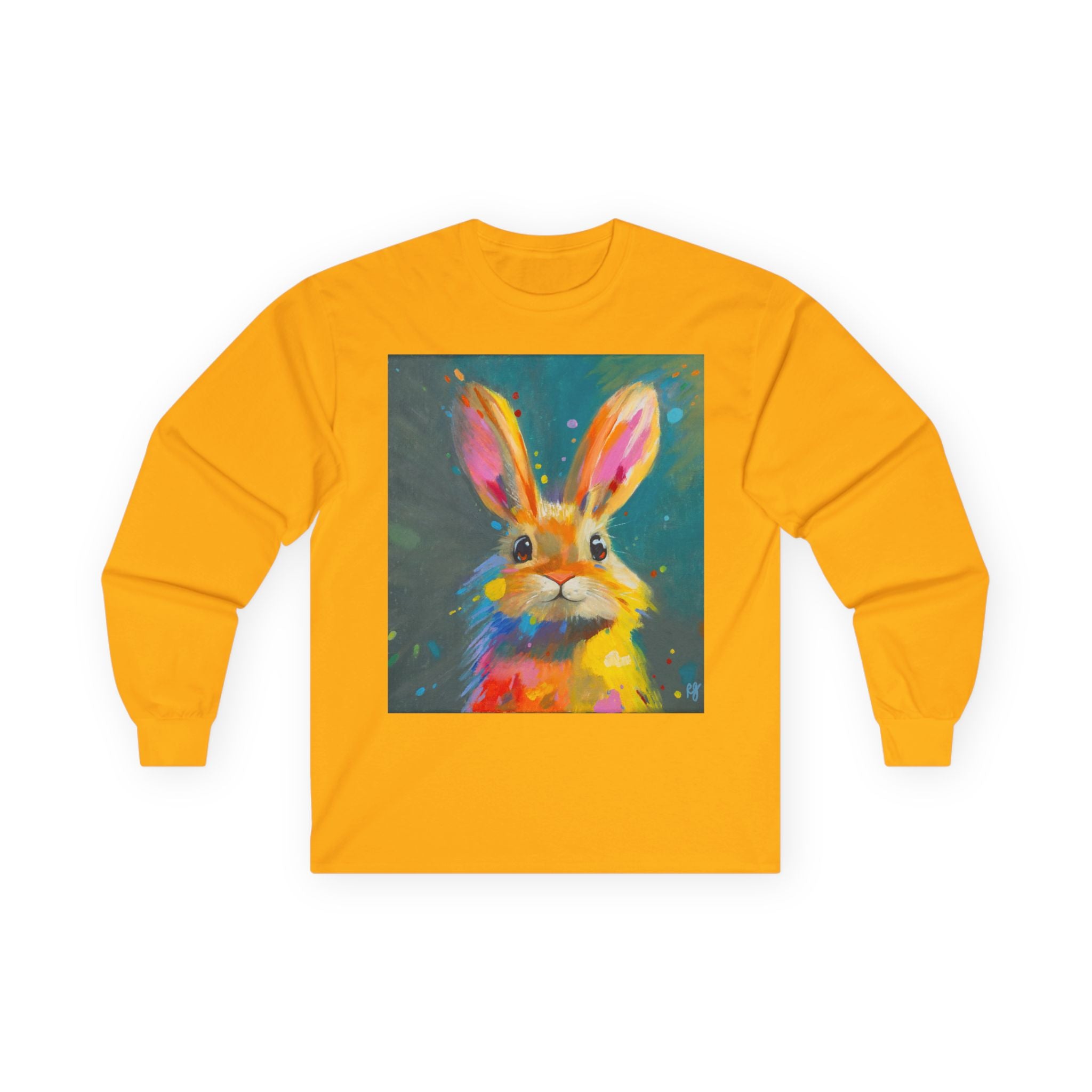 Bunny Dots Long Sleeve Tee | Cute Rabbit Portrait, Spring Animal Art