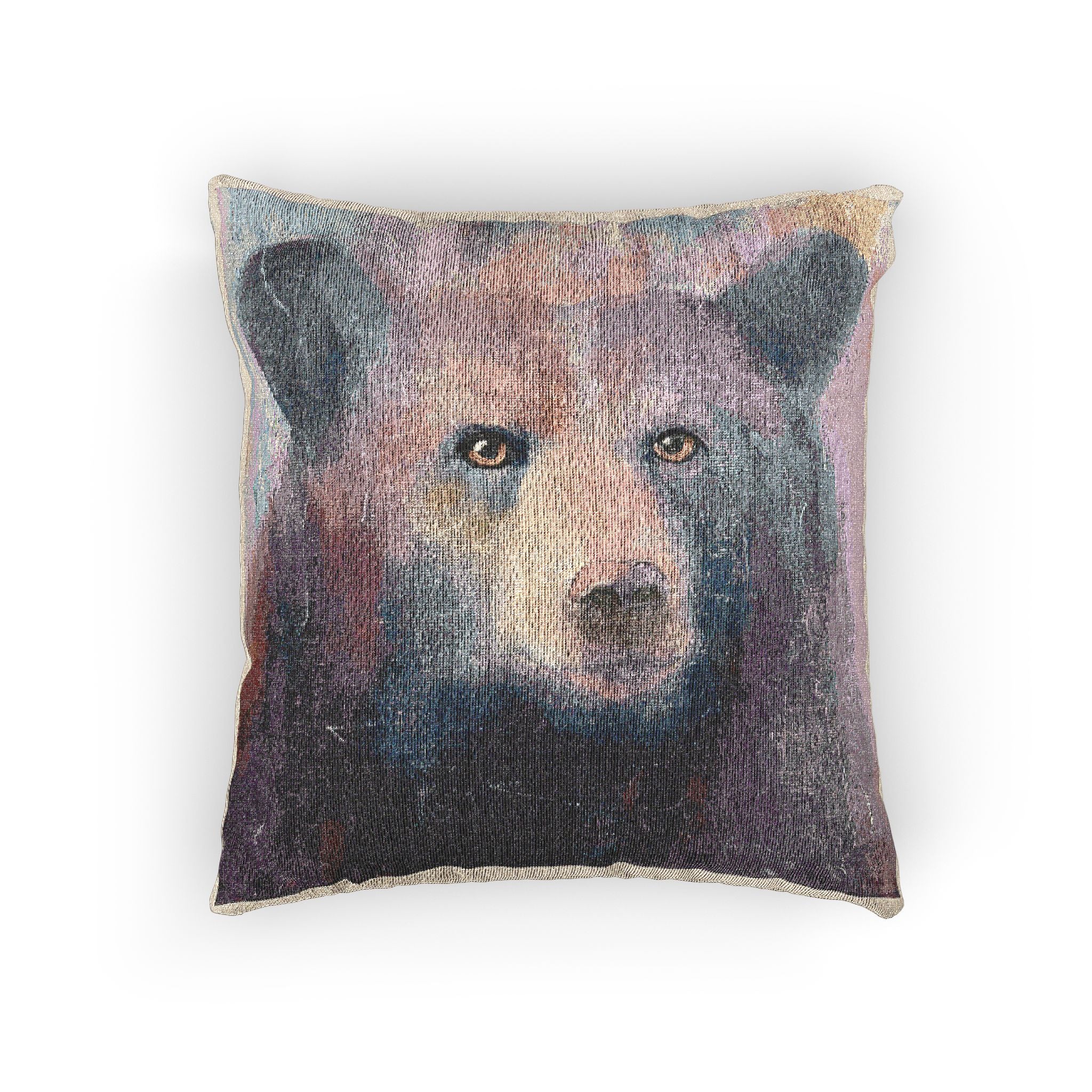 Woven Bear Pillow — Rustic Woodland Decorative Throw Pillow