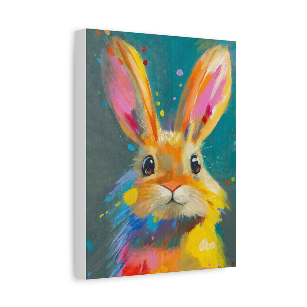 Bunny Canvas Wall Art — Colorful Rabbit Portrait for Home Decor