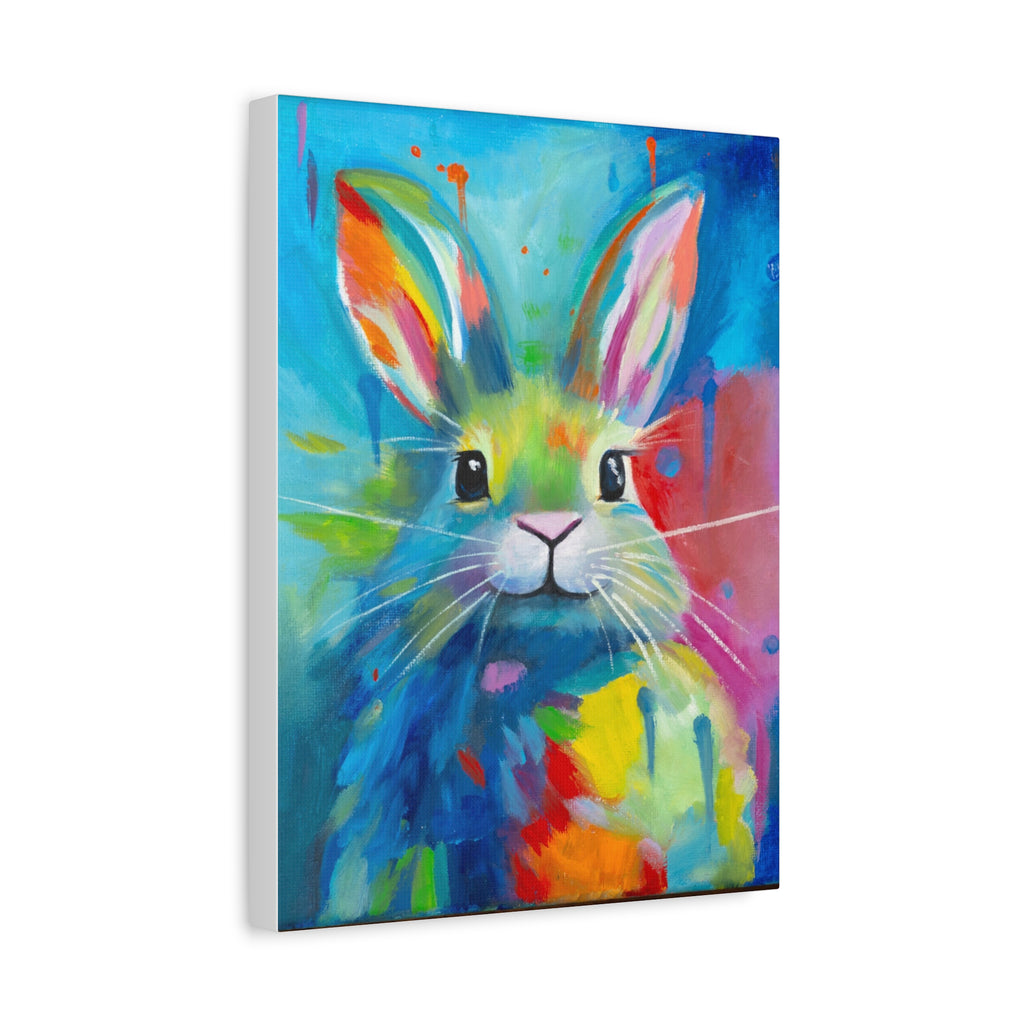 Bunny Canvas Wall Art — Colorful Rabbit Portrait for Home Decor