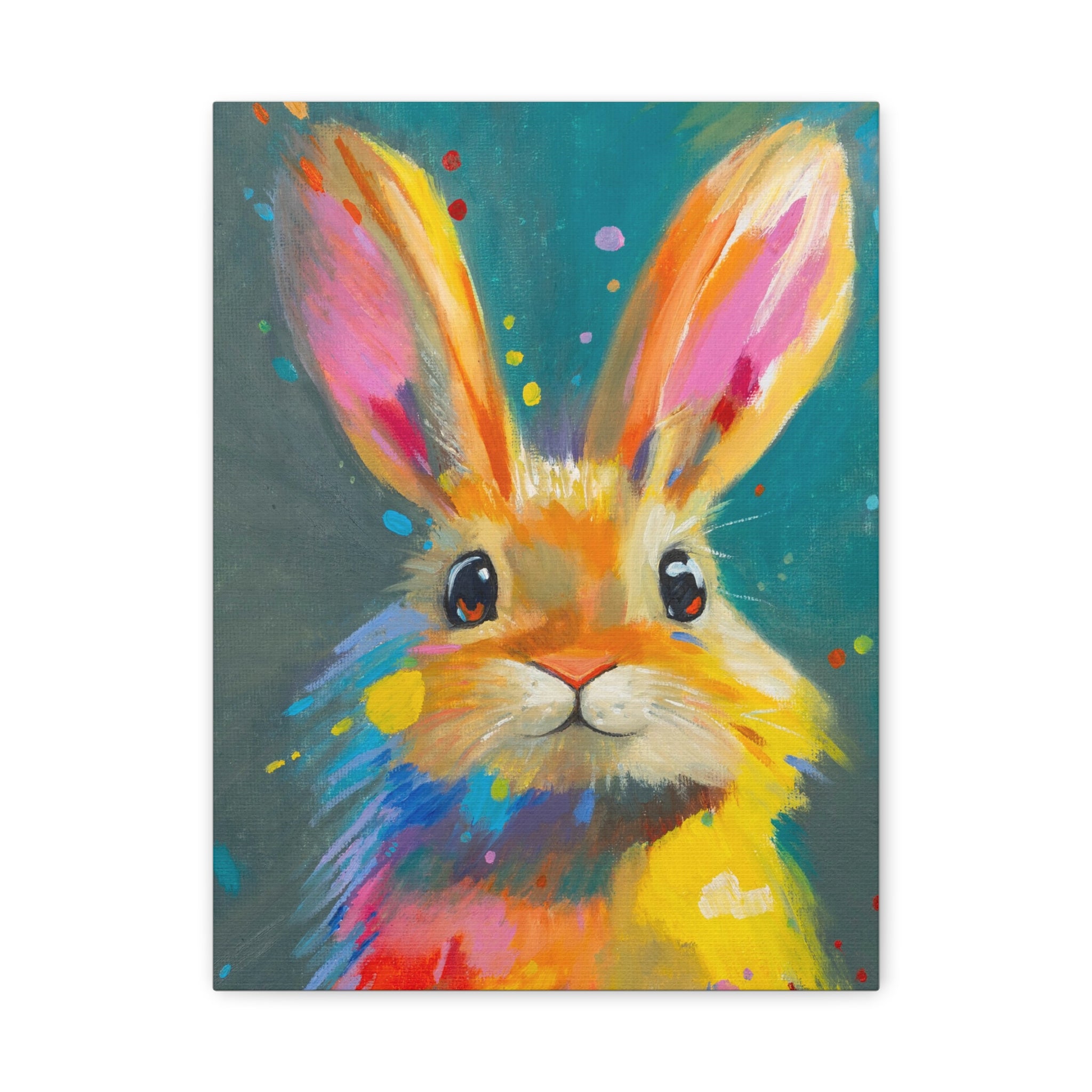 Bunny Canvas Wall Art — Colorful Rabbit Portrait for Home Decor