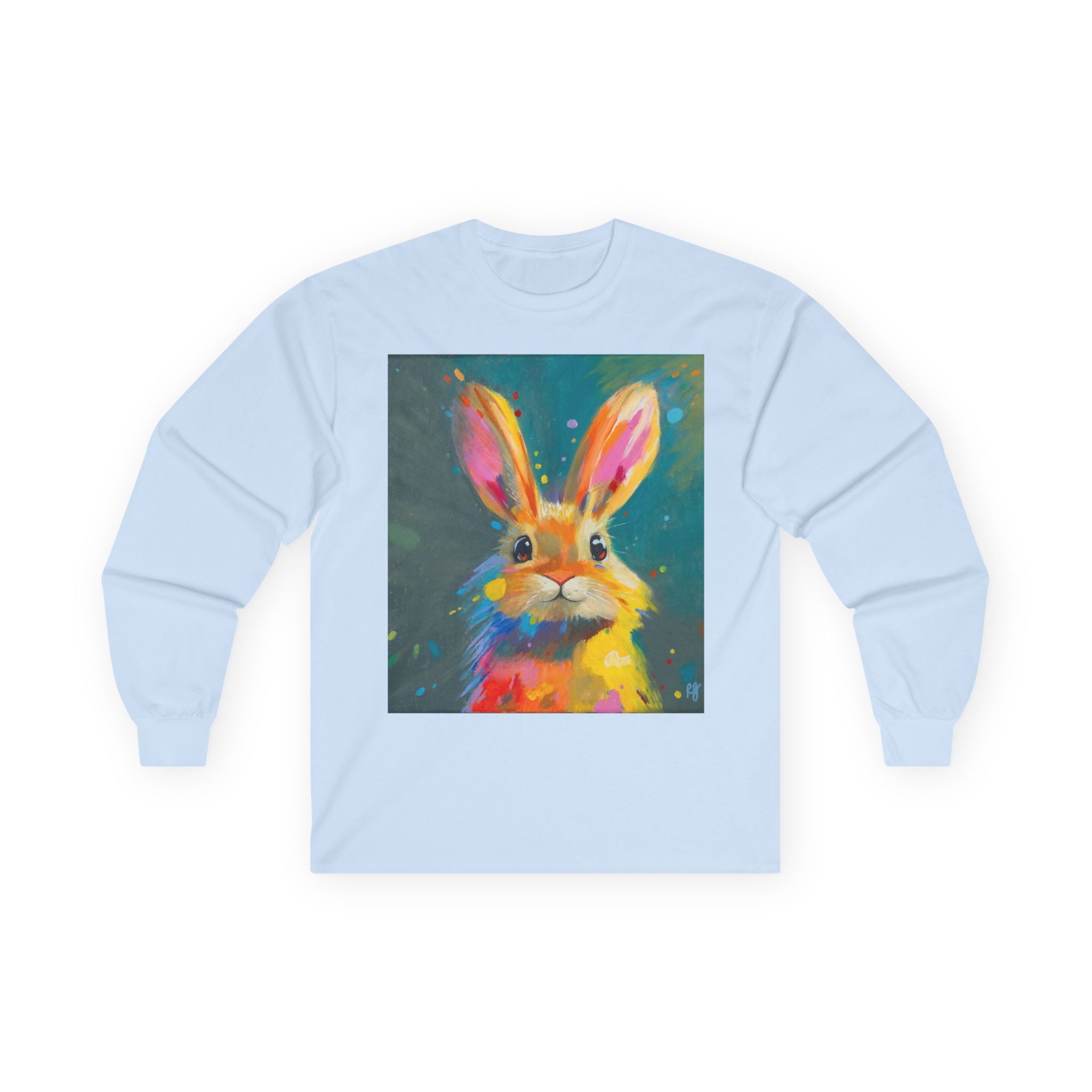 Bunny Dots Long Sleeve Tee | Cute Rabbit Portrait, Spring Animal Art