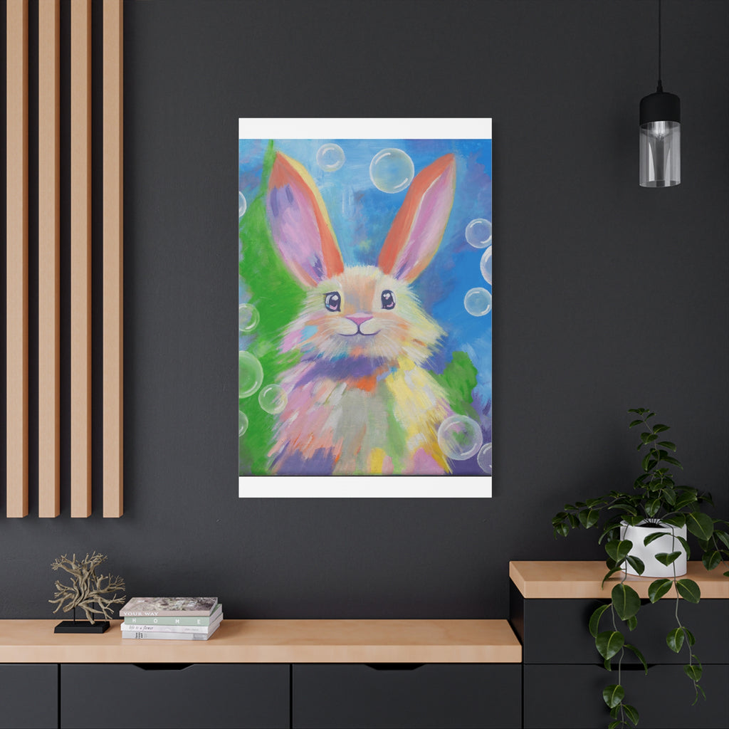 Bunny Canvas Wall Art — Colorful Rabbit Portrait for Home Decor
