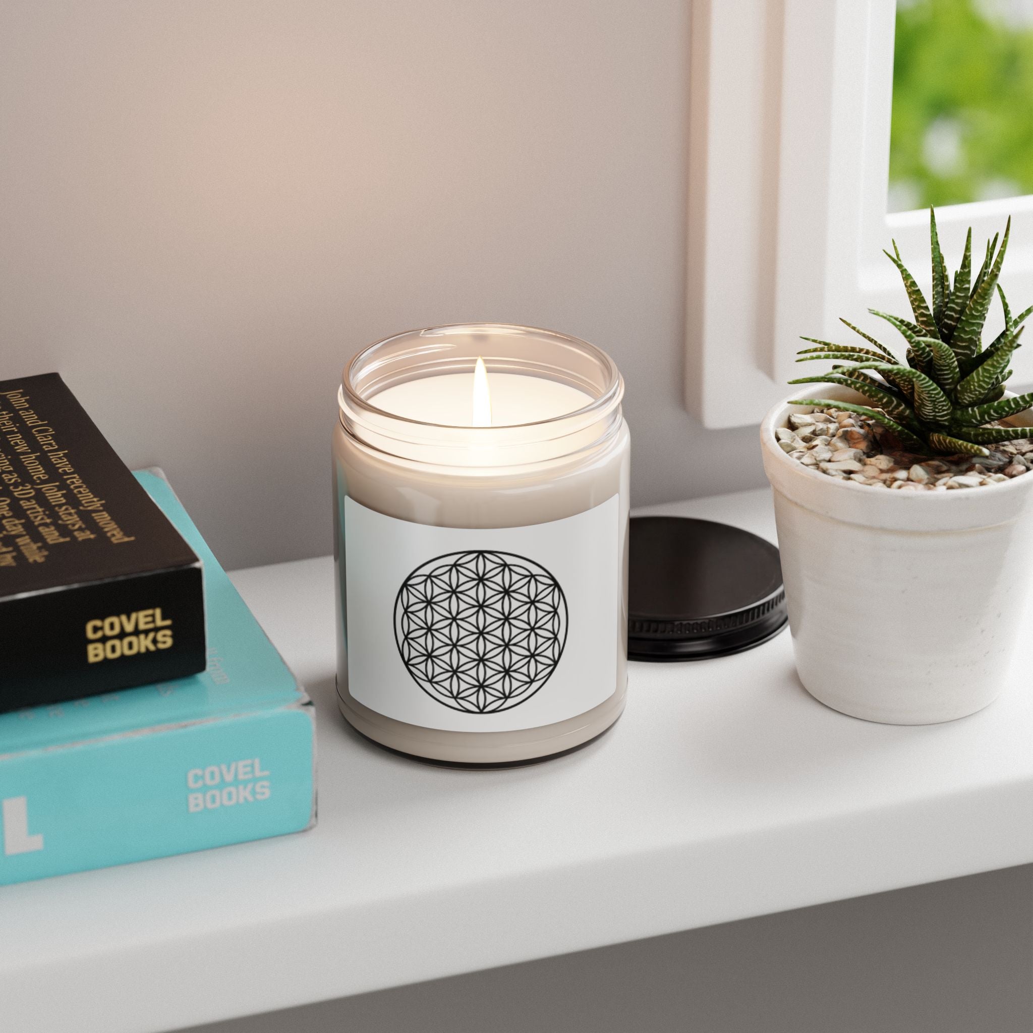 Soy Candle with the Flower of Life Design