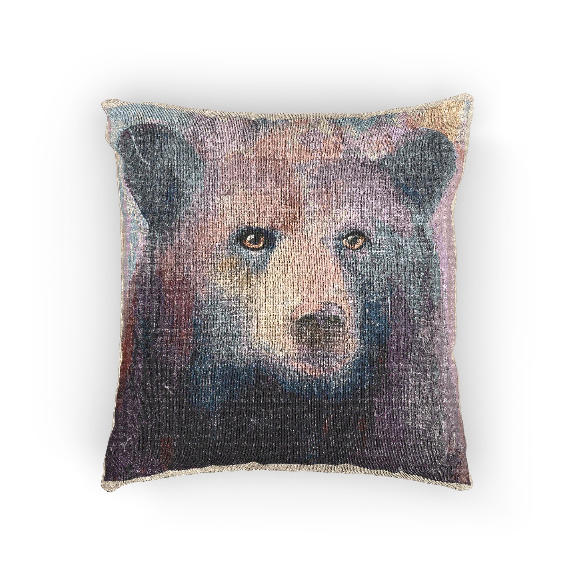 Woven Bear Pillow — Rustic Woodland Decorative Throw Pillow