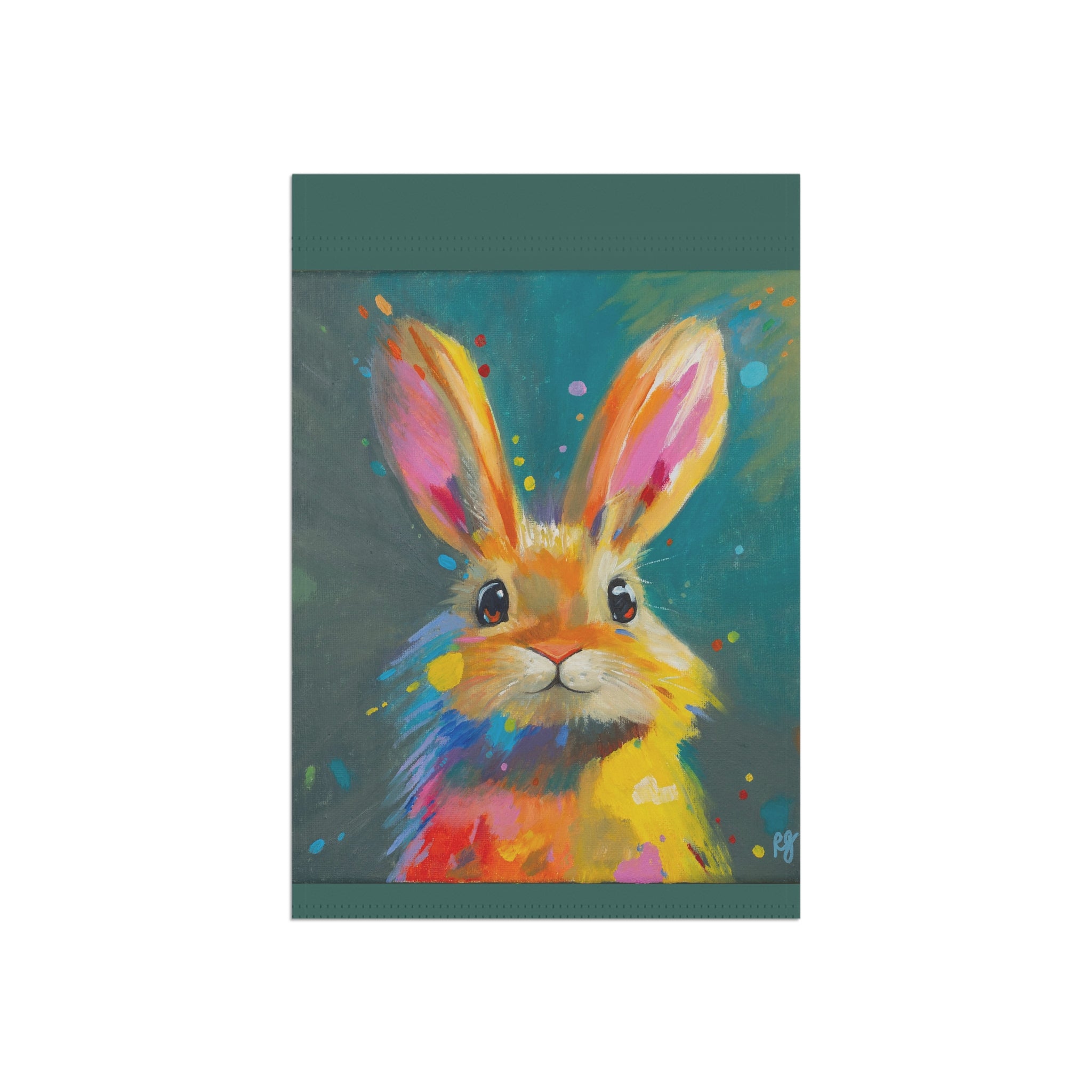 Whimsical Bunny Garden Banner – Colorful Smiling Bunny Face for Home & Garden