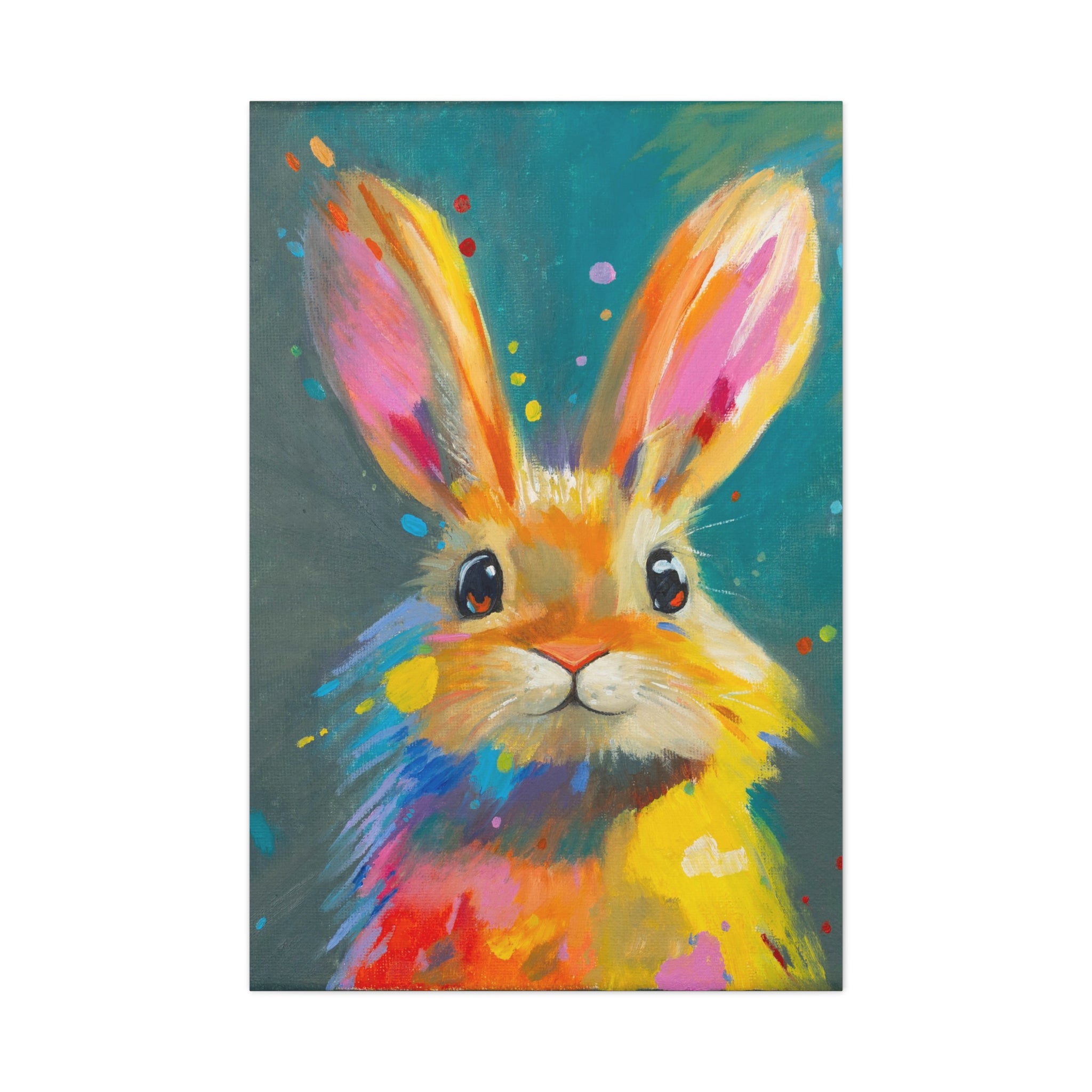 Bunny Canvas Wall Art — Colorful Rabbit Portrait for Home Decor