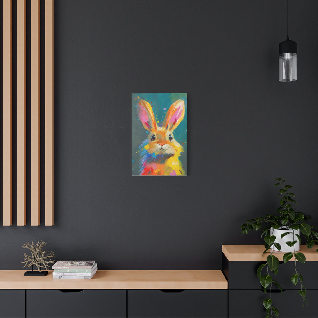 Bunny Canvas Wall Art — Colorful Rabbit Portrait for Home Decor