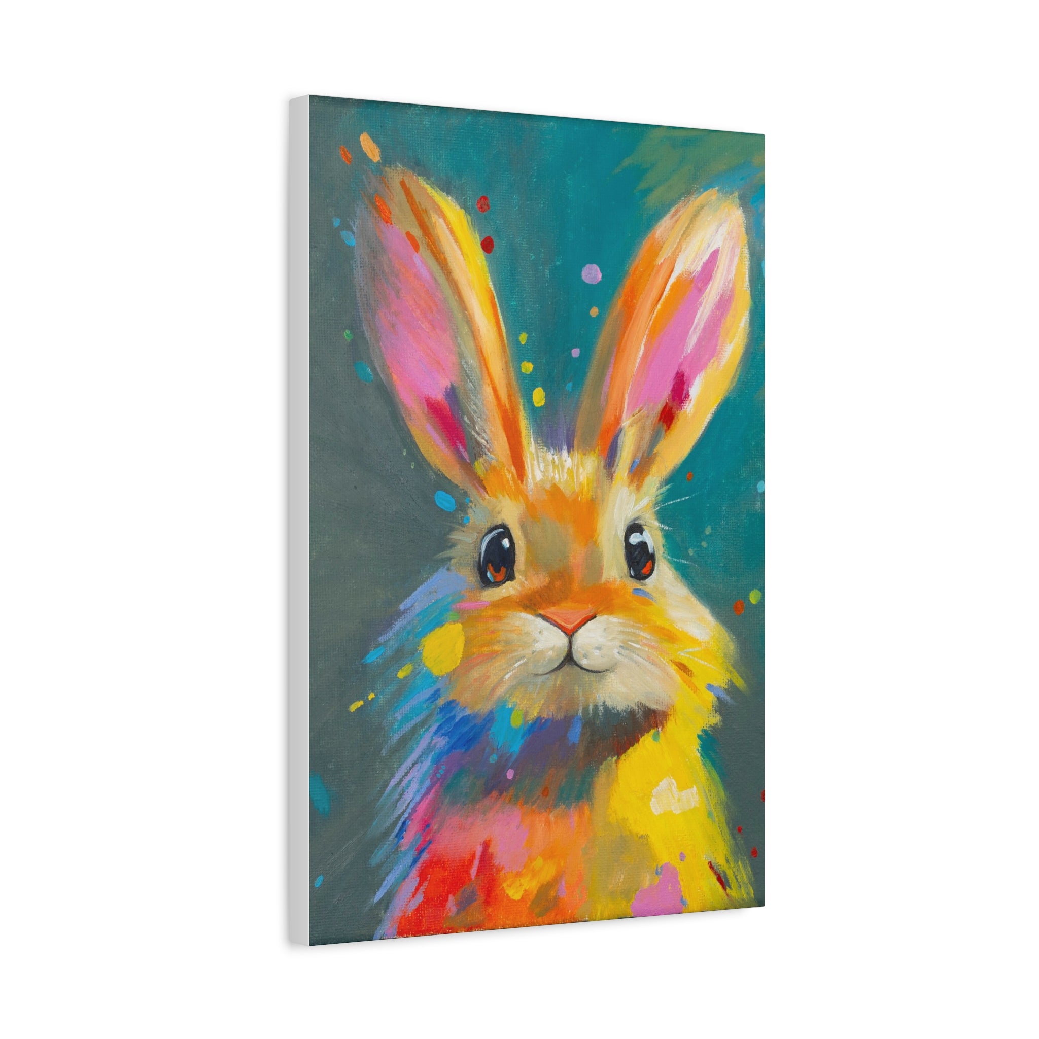 Bunny Canvas Wall Art — Colorful Rabbit Portrait for Home Decor