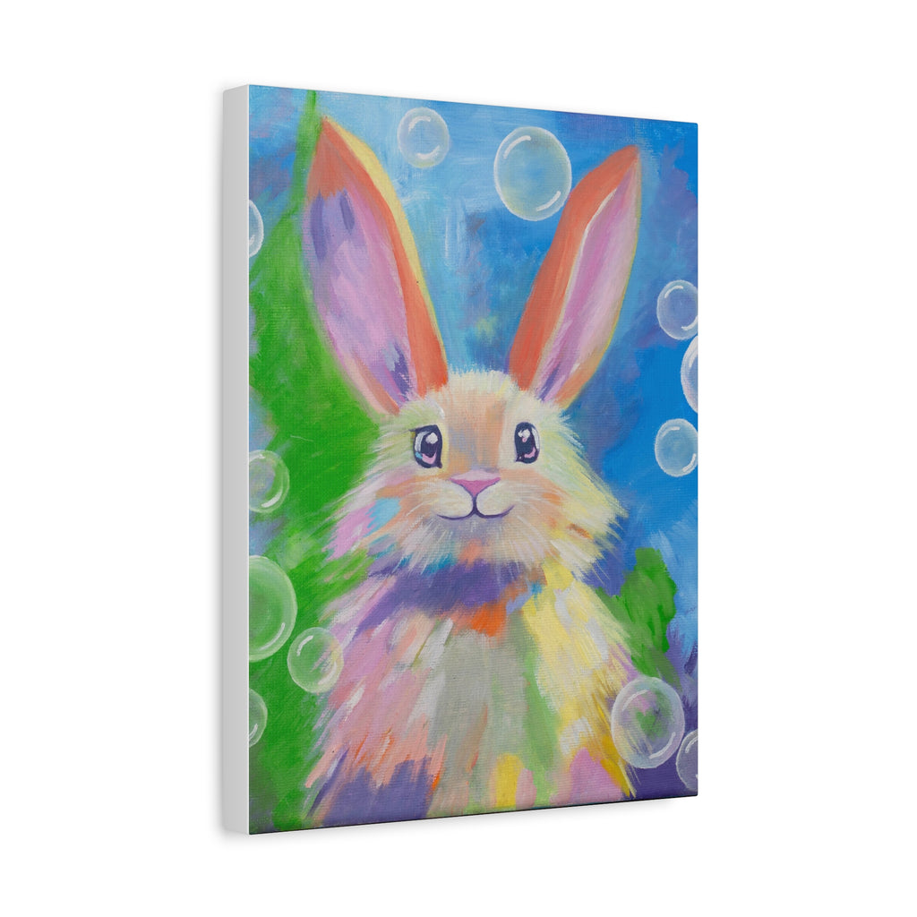 Bunny Canvas Wall Art — Colorful Rabbit Portrait for Home Decor