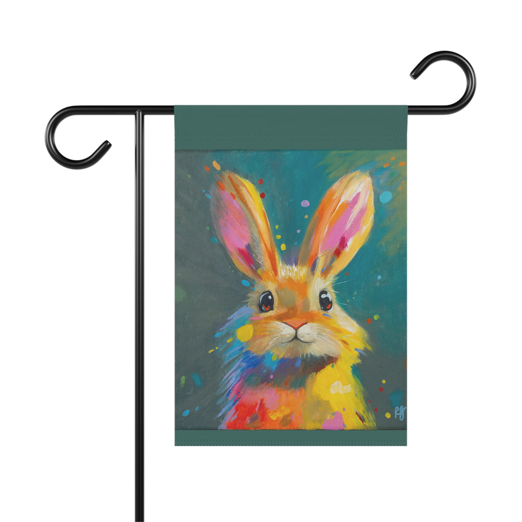 Whimsical Bunny Garden Banner – Colorful Smiling Bunny Face for Home & Garden