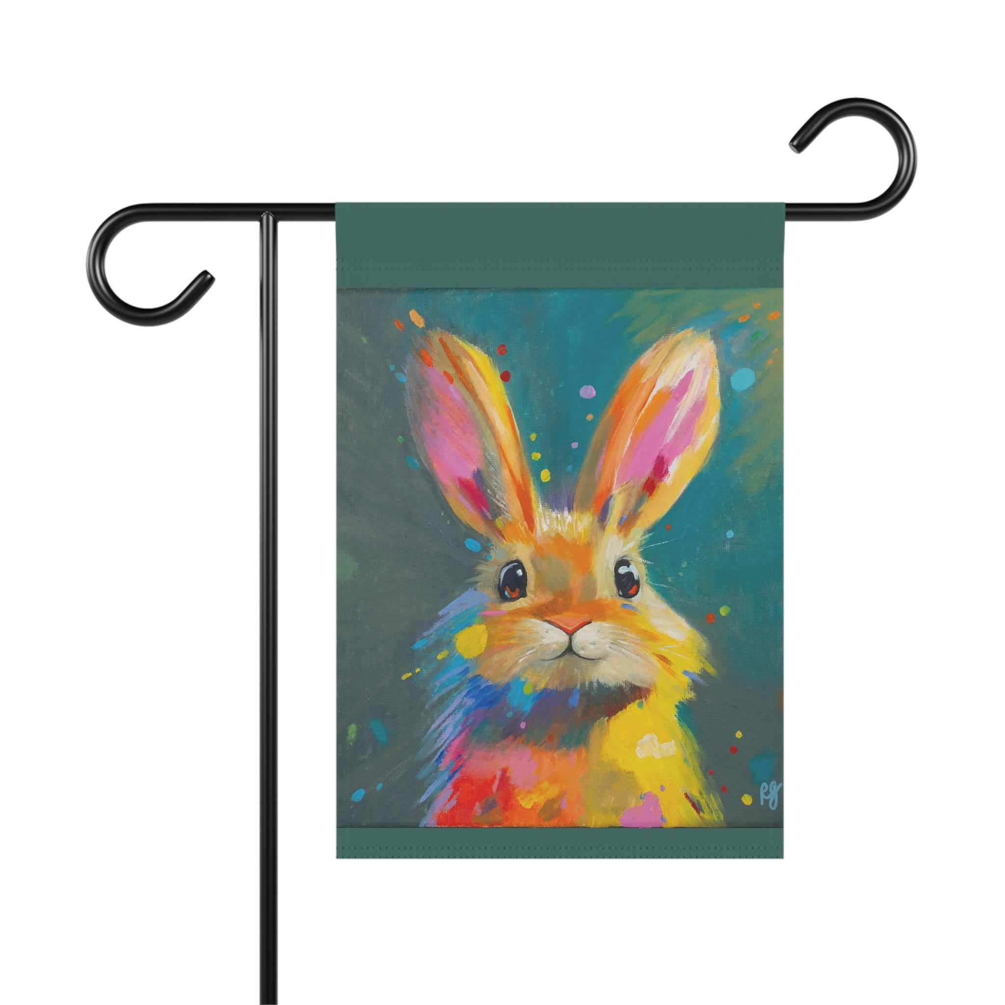 Whimsical Bunny Garden Banner – Colorful Smiling Bunny Face for Home & Garden