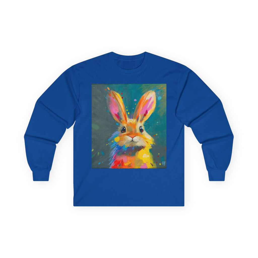 Bunny Dots Long Sleeve Tee | Cute Rabbit Portrait, Spring Animal Art