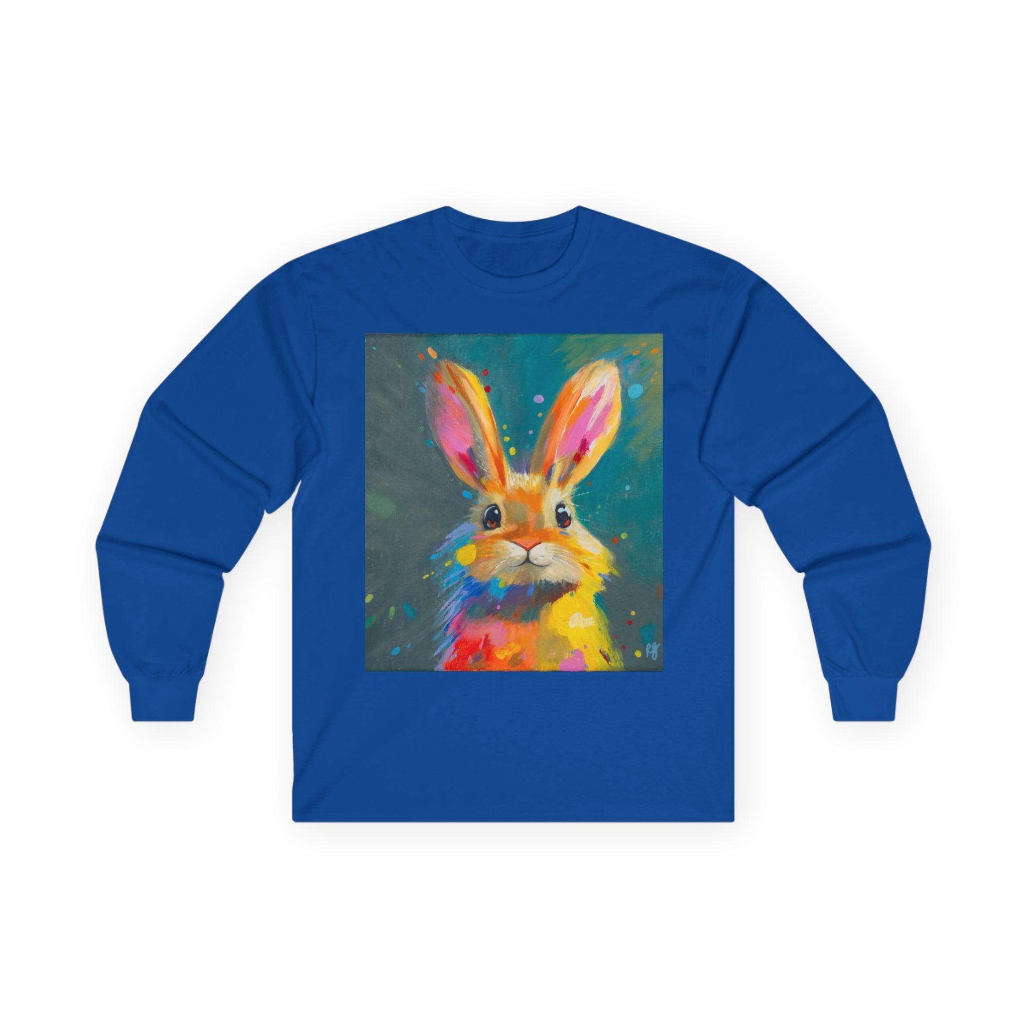 Bunny Dots Long Sleeve Tee | Cute Rabbit Portrait, Spring Animal Art