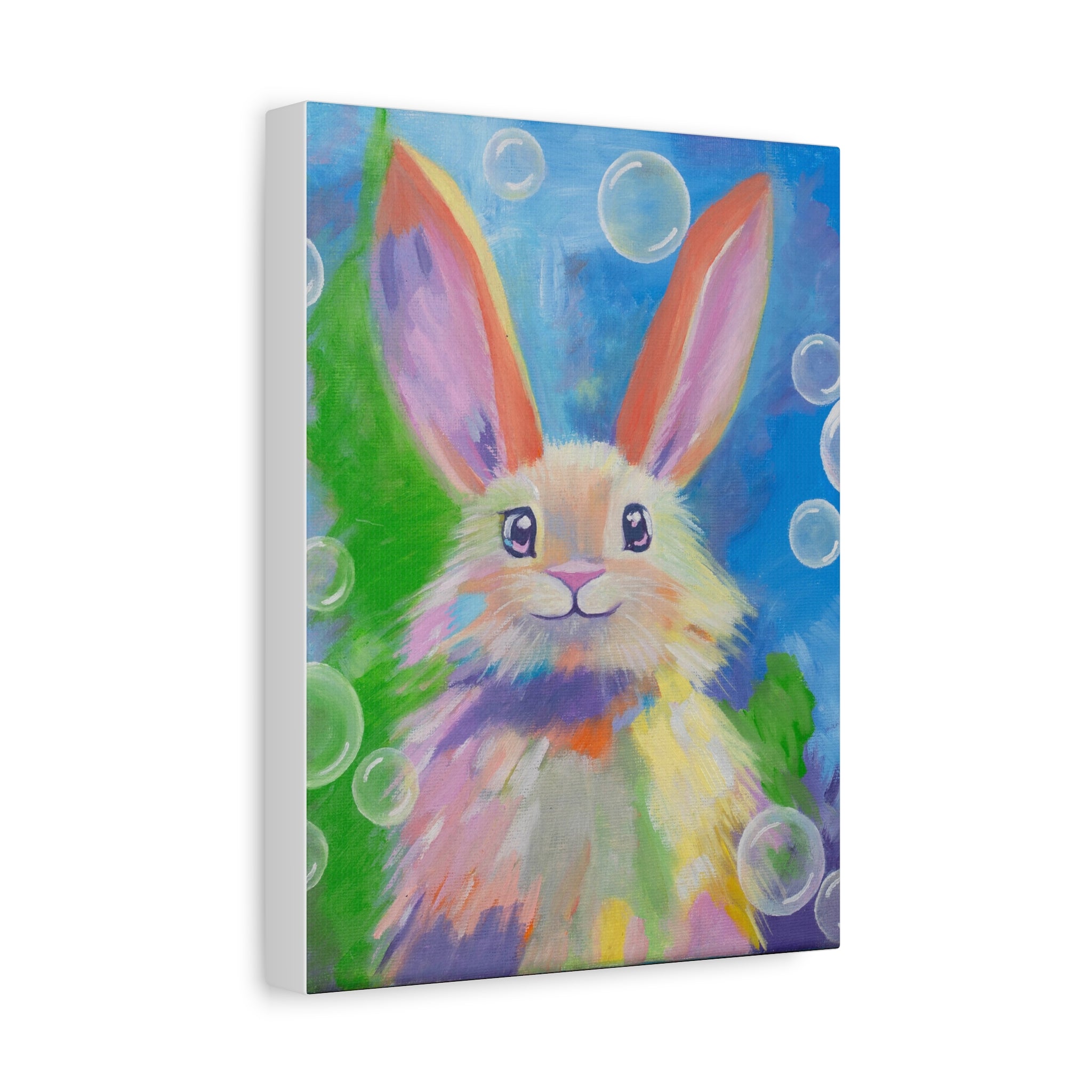 Bunny Canvas Wall Art — Colorful Rabbit Portrait for Home Decor