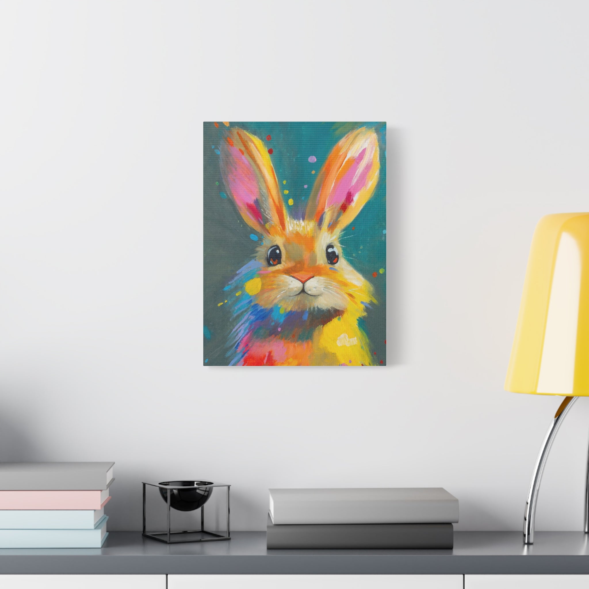Bunny Canvas Wall Art — Colorful Rabbit Portrait for Home Decor