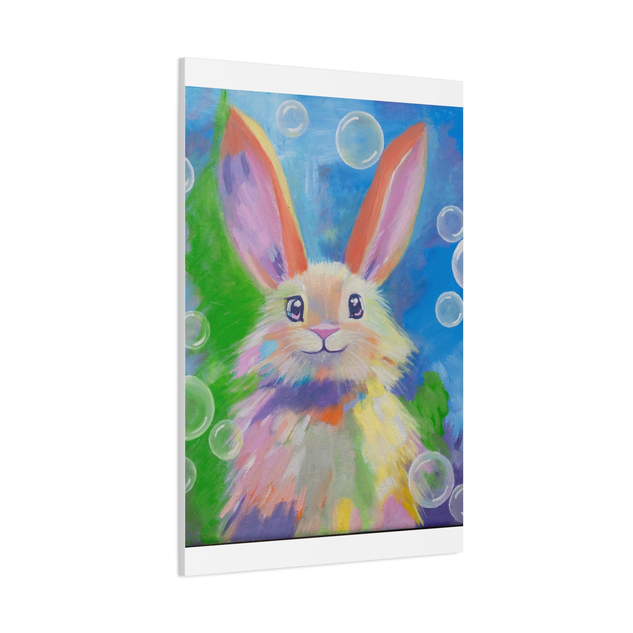 Bunny Canvas Wall Art — Colorful Rabbit Portrait for Home Decor