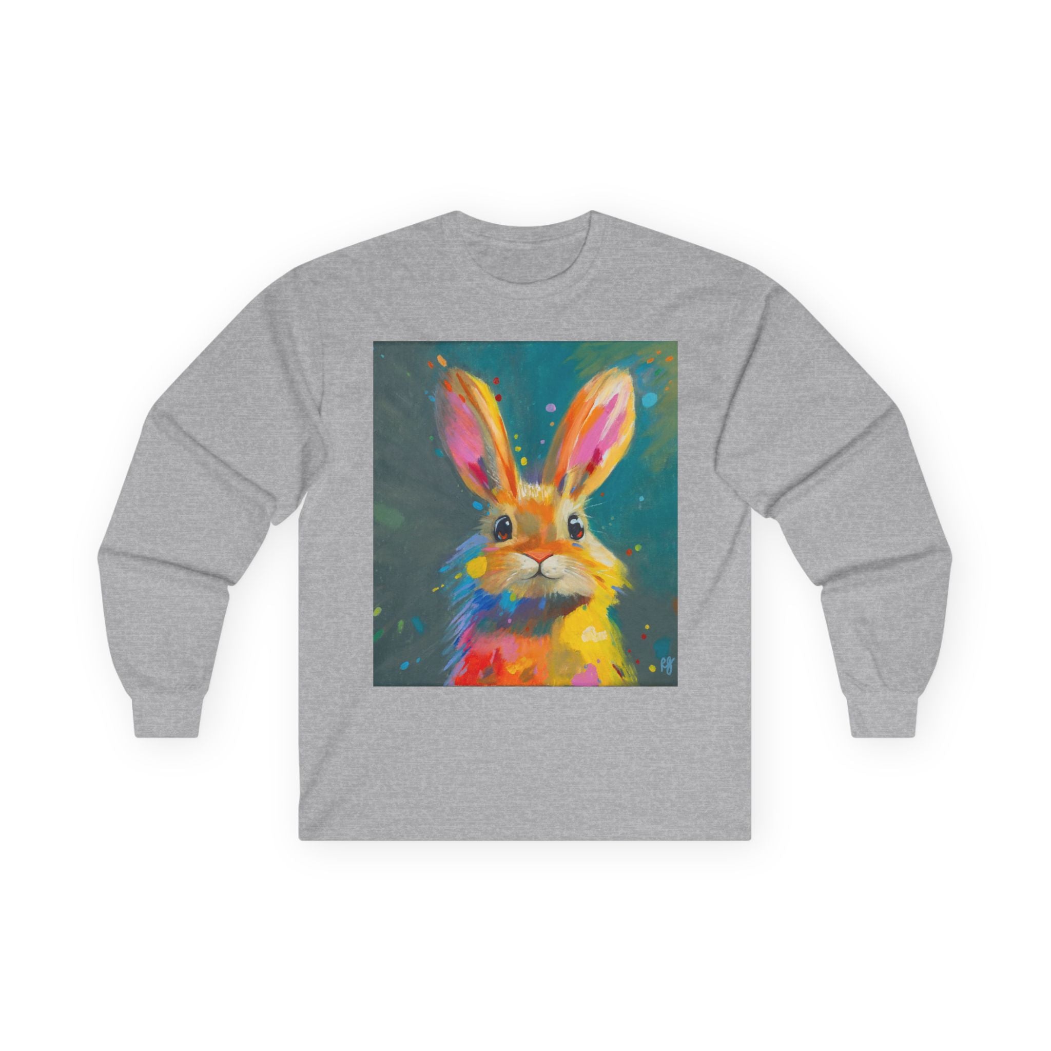 Bunny Dots Long Sleeve Tee | Cute Rabbit Portrait, Spring Animal Art