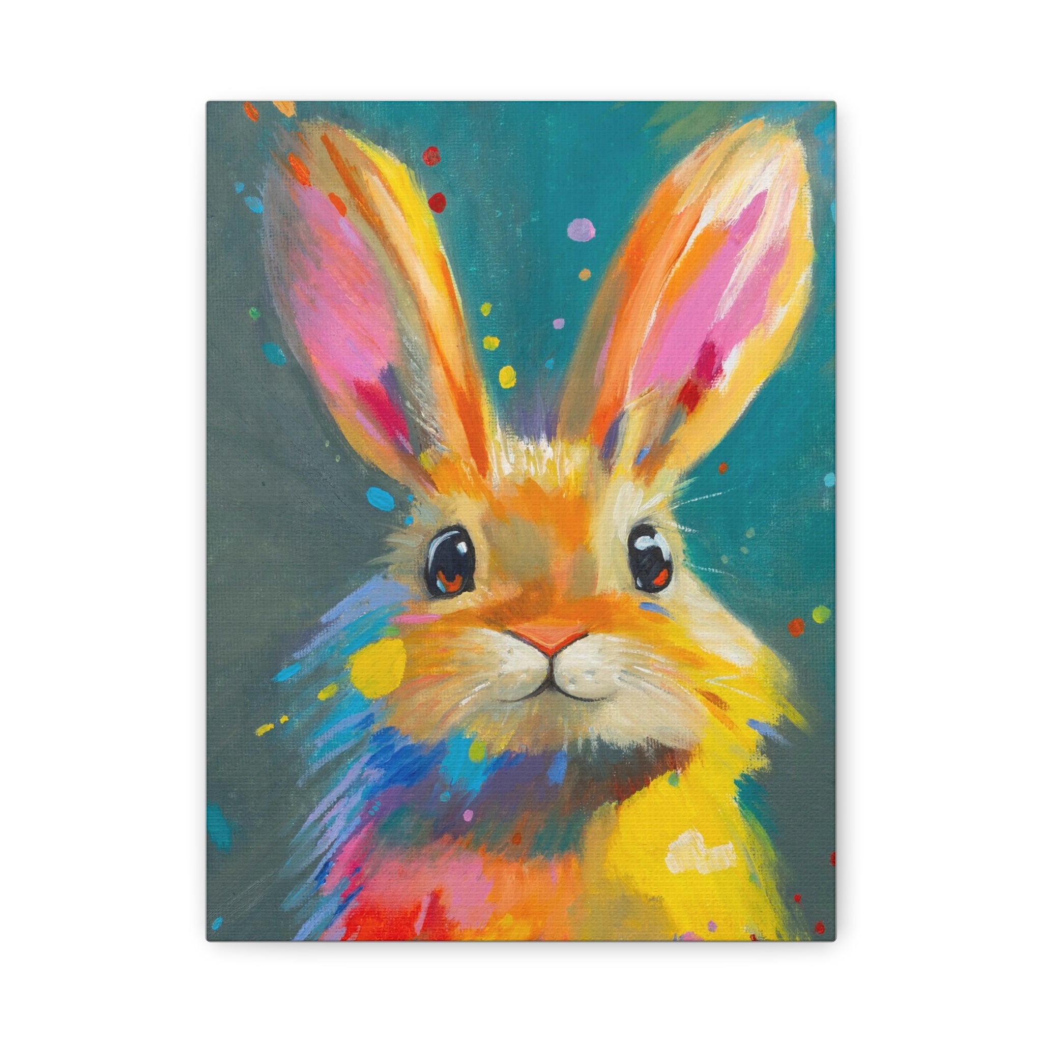 Bunny Canvas Wall Art — Colorful Rabbit Portrait for Home Decor