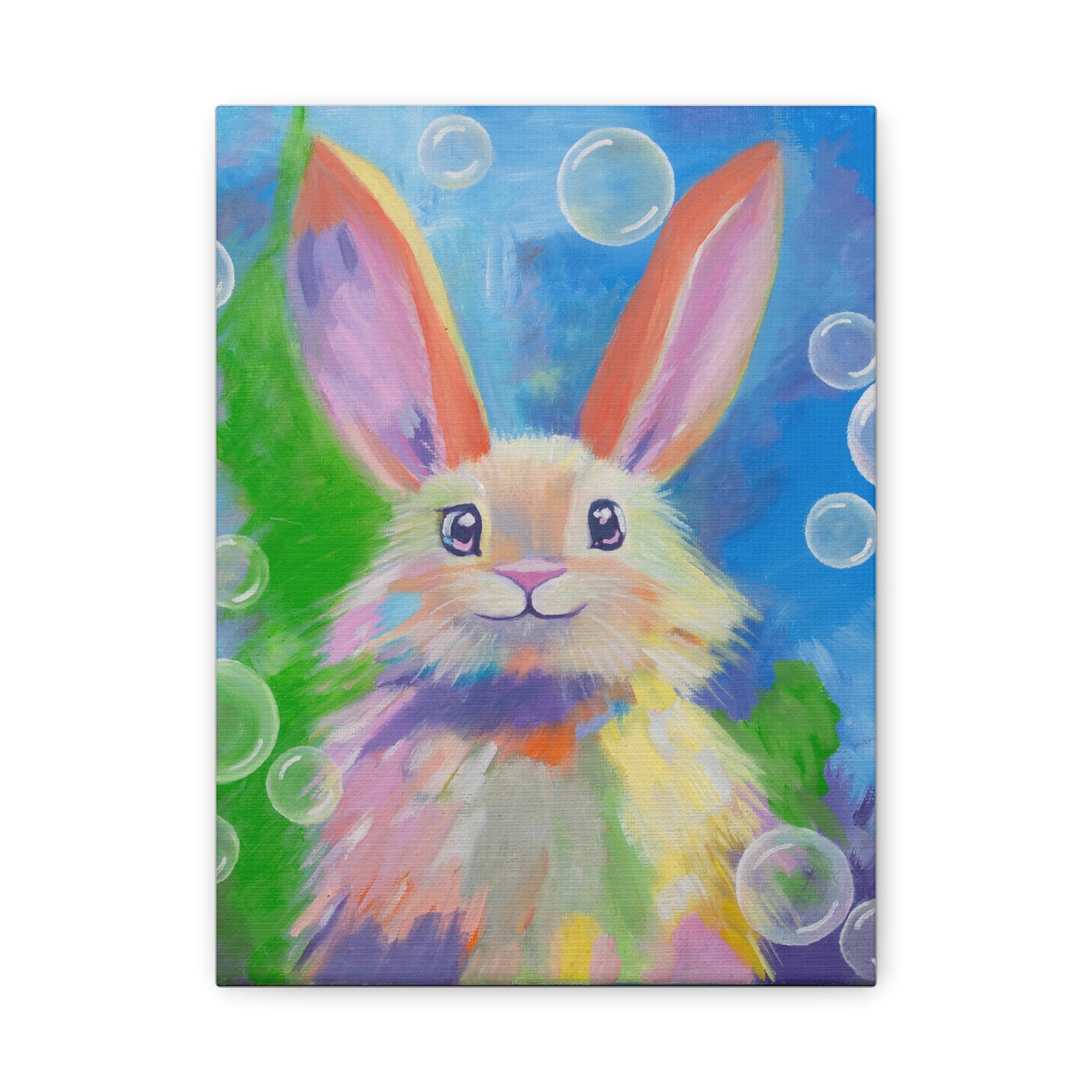 Bunny Canvas Wall Art — Colorful Rabbit Portrait for Home Decor