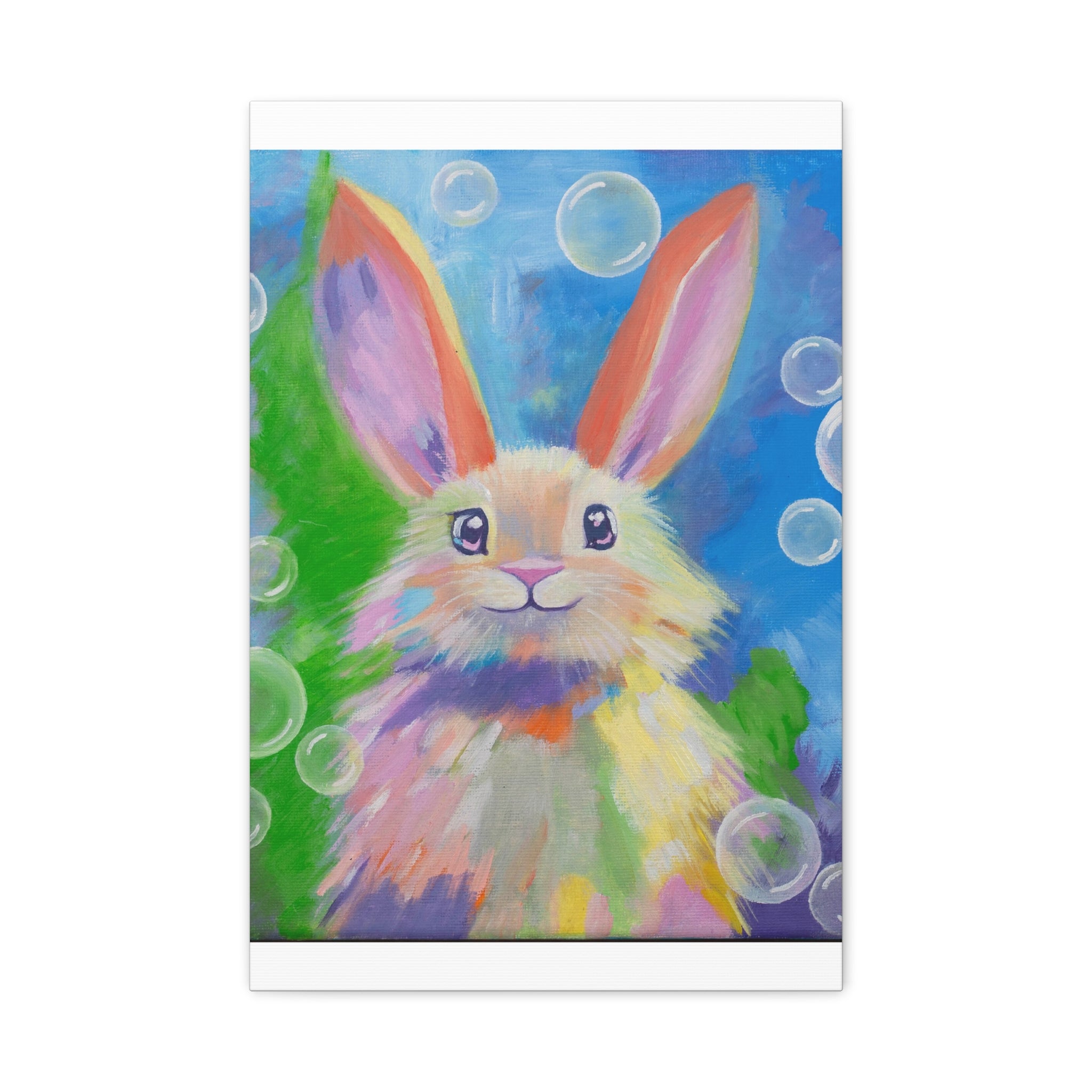 Bunny Canvas Wall Art — Colorful Rabbit Portrait for Home Decor