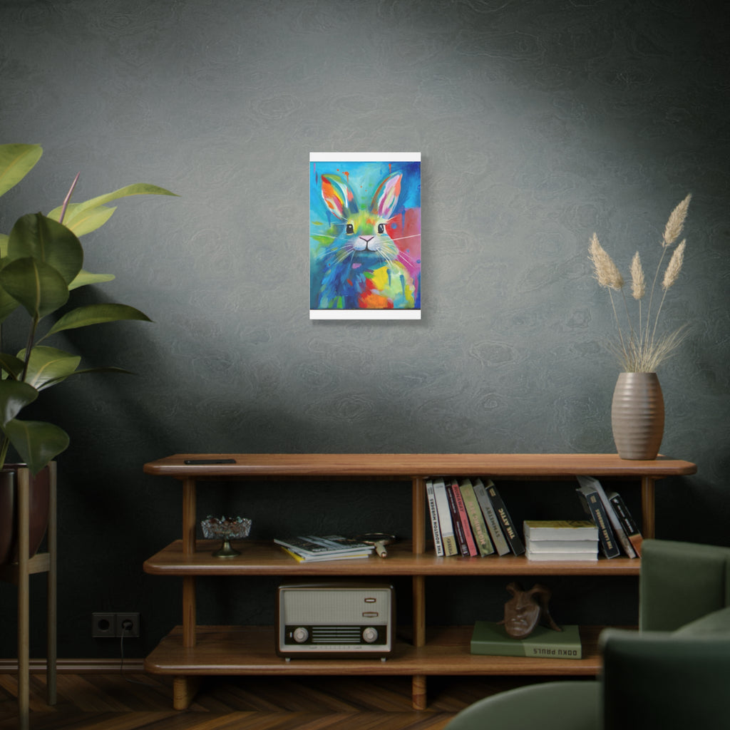 Bunny Canvas Wall Art — Colorful Rabbit Portrait for Home Decor