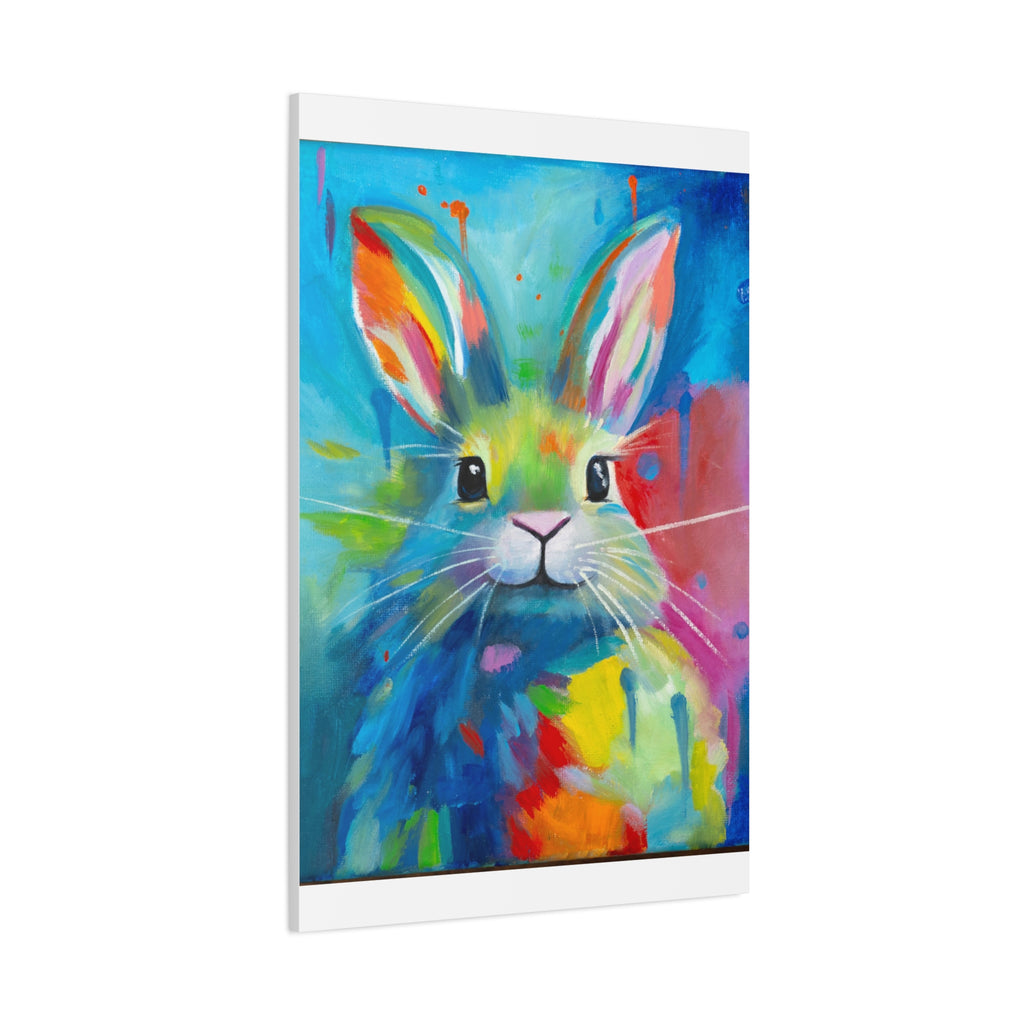 Bunny Canvas Wall Art — Colorful Rabbit Portrait for Home Decor