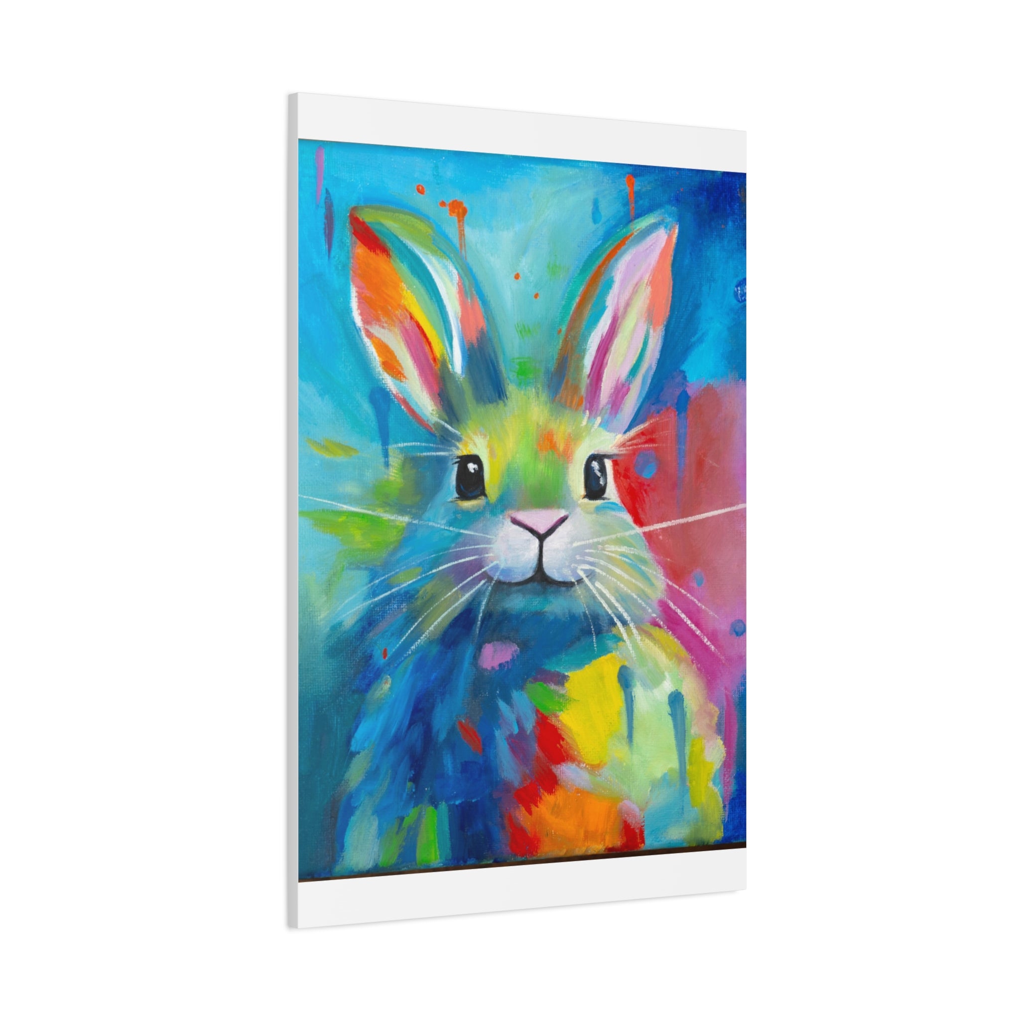 Bunny Canvas Wall Art — Colorful Rabbit Portrait for Home Decor