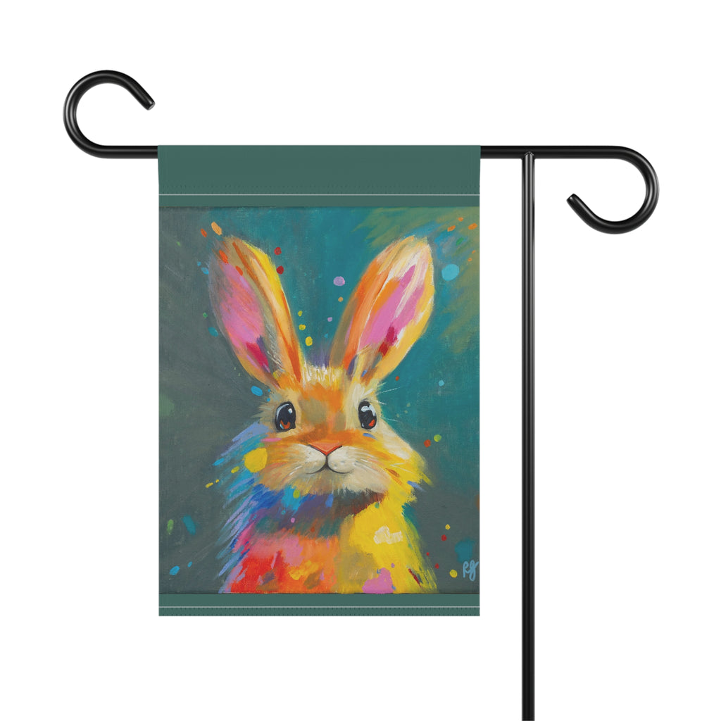 Whimsical Bunny Garden Banner – Colorful Smiling Bunny Face for Home & Garden