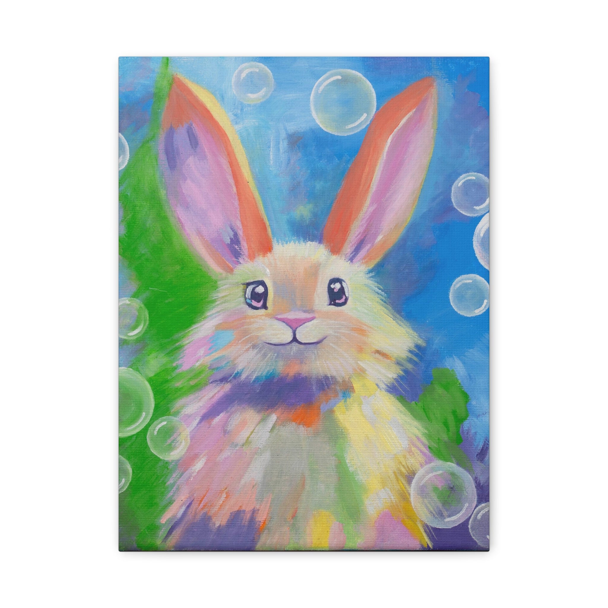 Bunny Canvas Wall Art — Colorful Rabbit Portrait for Home Decor