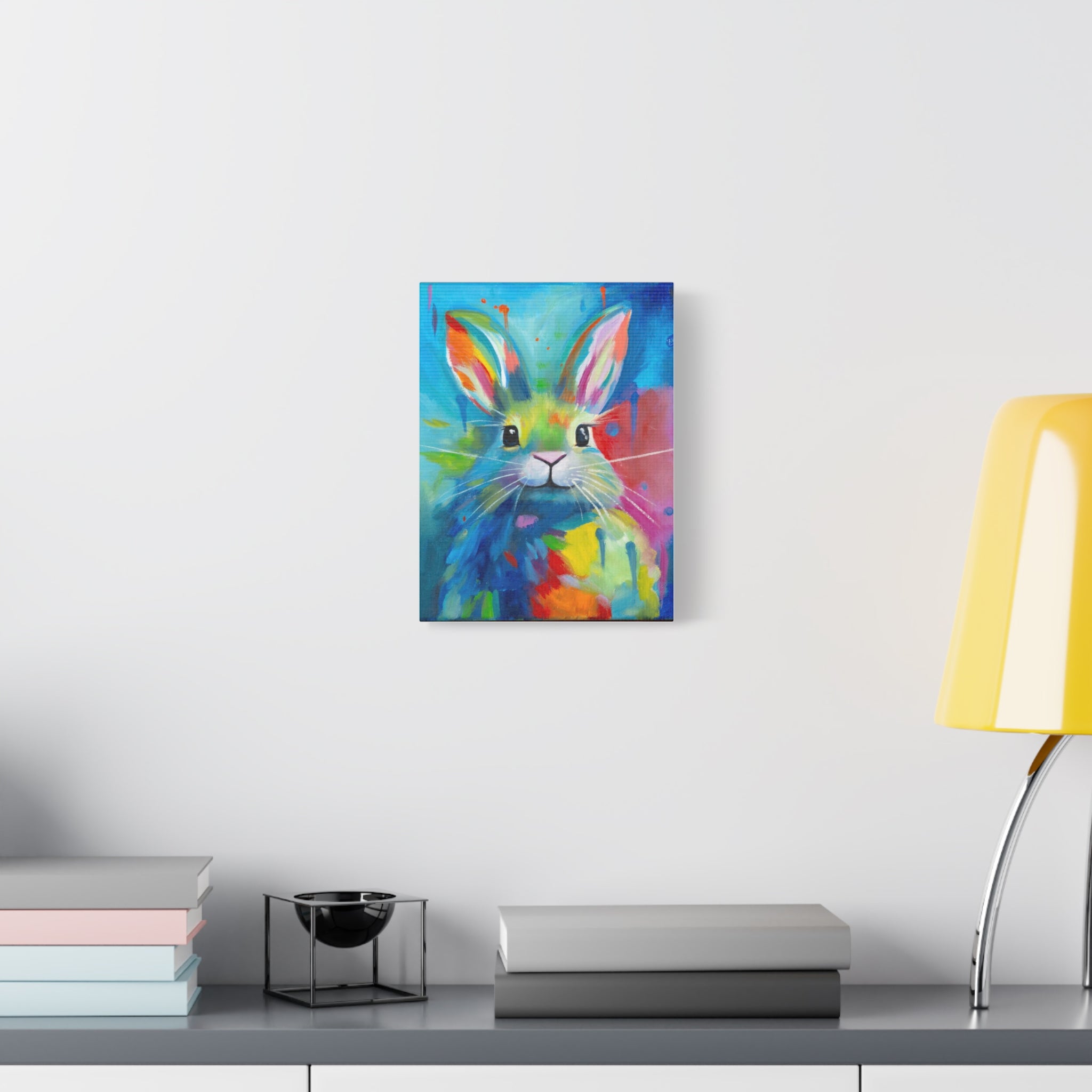 Bunny Canvas Wall Art — Colorful Rabbit Portrait for Home Decor