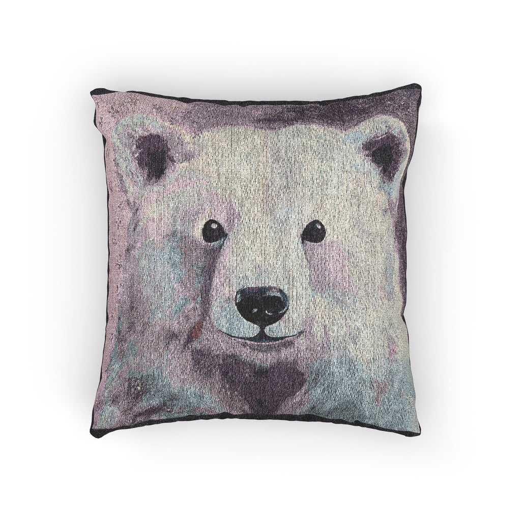 Woven Polar Bear Pillow — Rustic Woodland Decorative Throw Pillow