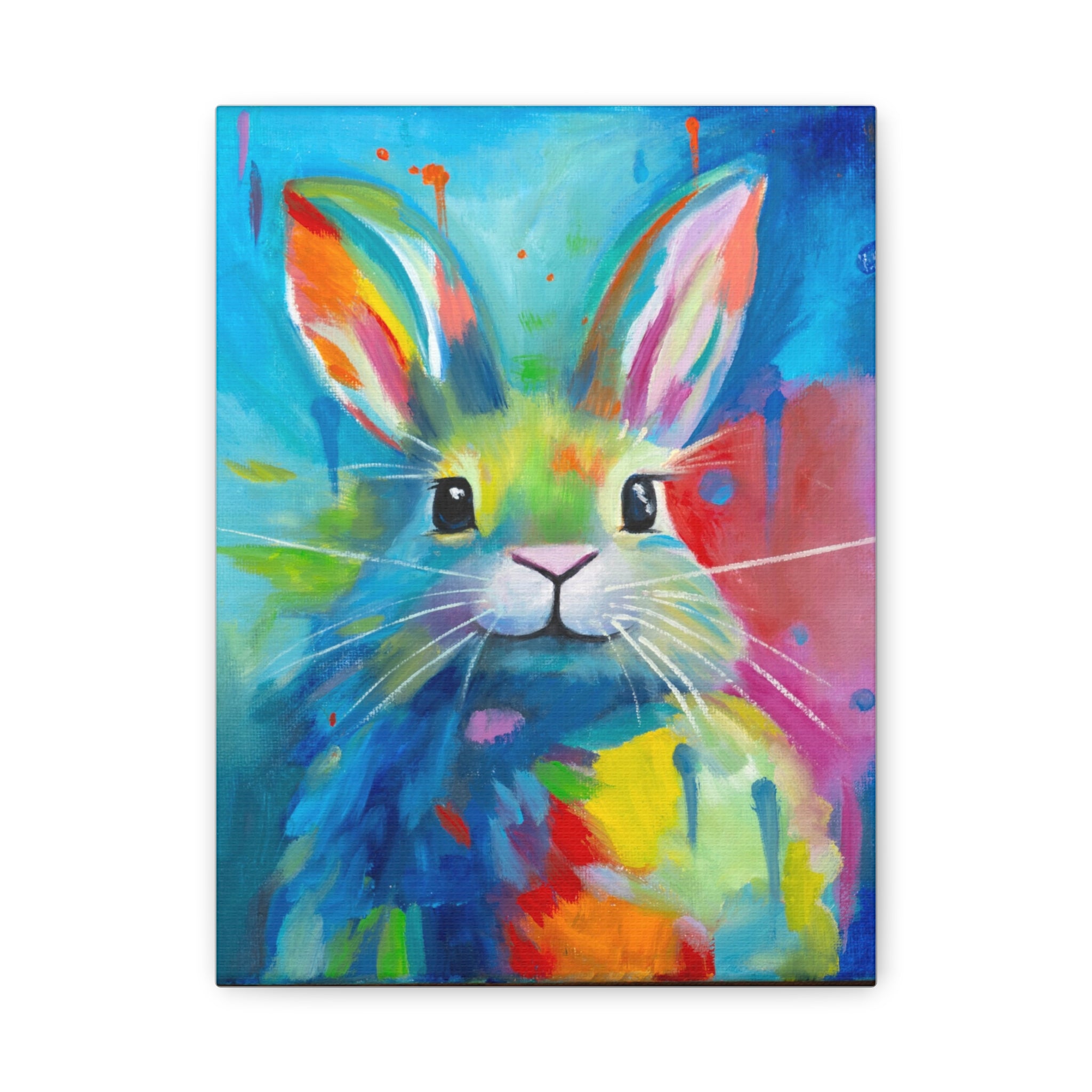 Bunny Canvas Wall Art — Colorful Rabbit Portrait for Home Decor