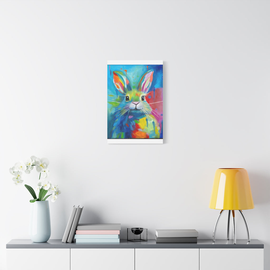 Bunny Canvas Wall Art — Colorful Rabbit Portrait for Home Decor