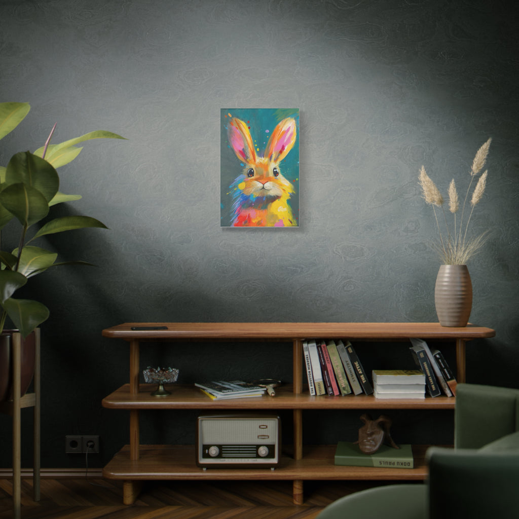 Bunny Canvas Wall Art — Colorful Rabbit Portrait for Home Decor
