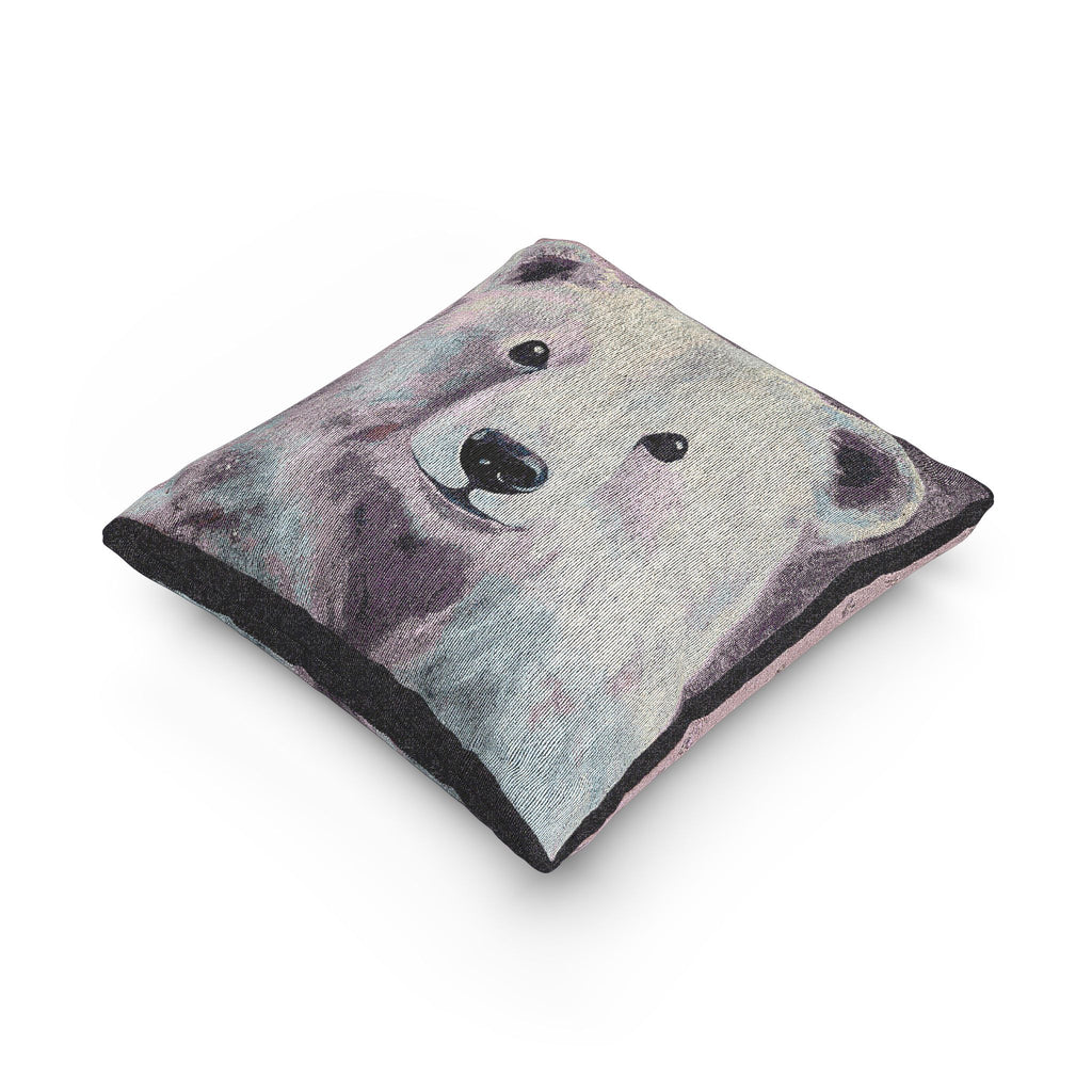 Woven Polar Bear Pillow — Rustic Woodland Decorative Throw Pillow