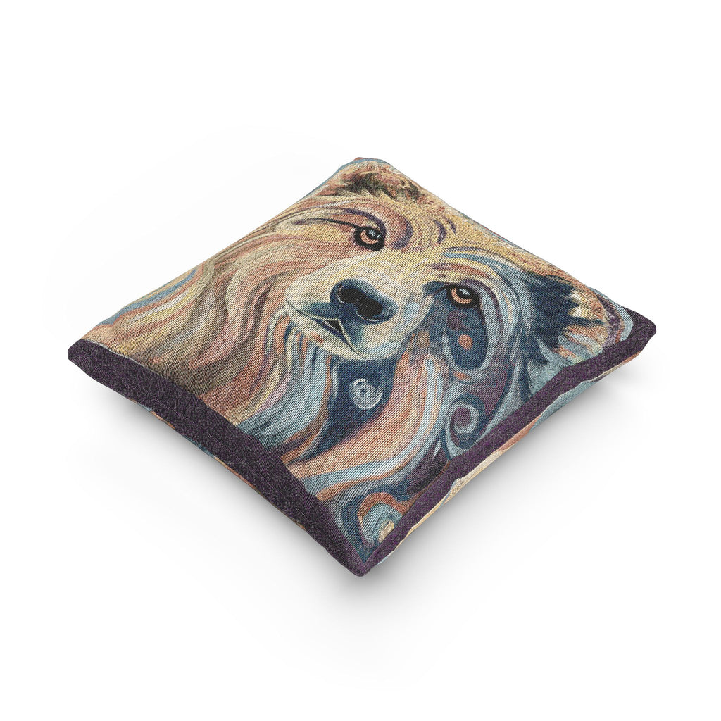 Woven Bear Pillow — Rustic Woodland Decorative Throw Pillow