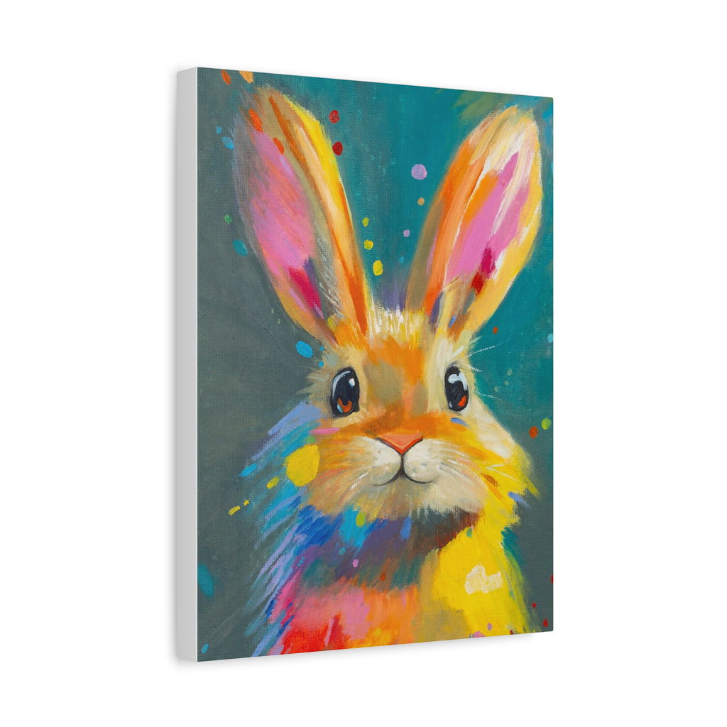Bunny Canvas Wall Art — Colorful Rabbit Portrait for Home Decor