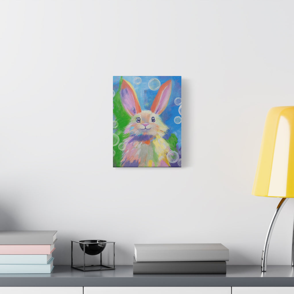 Bunny Canvas Wall Art — Colorful Rabbit Portrait for Home Decor